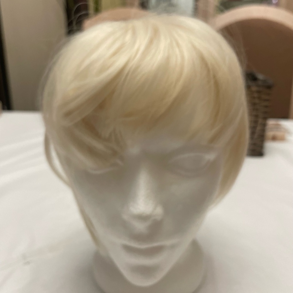 Chic Blonde Wig Topper with Soft Bangs
